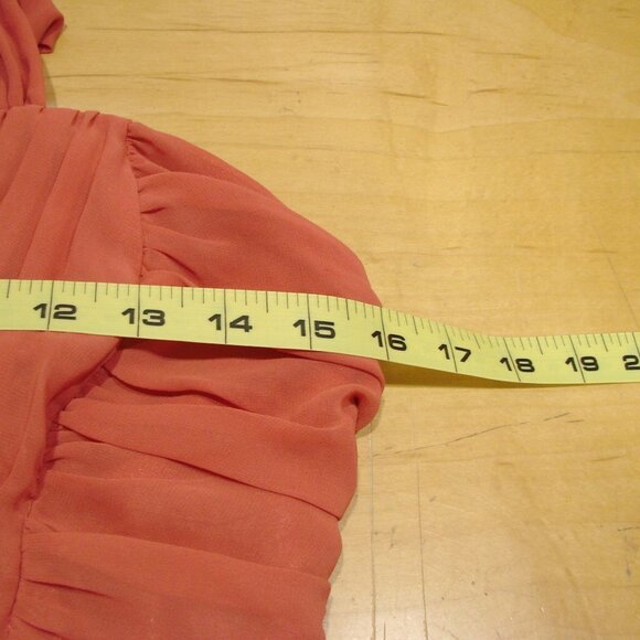 NEW H&M Womens Dress Size 8 Coral Crossover Back Tier Ruching Zip-up Back V-Neck - Picture 15 of 16